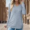 Women's T Shirts V Neck Ruched Solid Color Long Sleeve Loose Shirt Top Med Womens Oversized Tee For Women