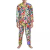 Vêtements de nuit pour hommes Humming Birds Pyjama Ensembles Printemps Rétro Fleurs Imprimer Sommeil confortable Hommes Deux pièces Vintage Oversize Custom Nightwear