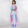 Casual Dresses WUHE Elegant Chic Women Role Patchwork Cut Out Waist V-neck Painting Irregular Maxi Dress 2024 Summer Beach Long Sexy