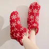 Slippers Kerst Sneeuwvlok Pantoffel Laarzen Winter Warm Instapper Pluche Gevoerd Enkel Gezellig Binnen Fuzzy