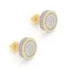 Unisex Men Women Earrings Studs Yellow White Gold Plated Sparkling CZ Simulated Diamond Earrings For Men Women Nice Gift290K