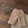 Jungen Mädchen Baumwolle Haren Hosen Gepolsterte Frühling Herbst Elastische Taille Hosen Kinder Baby Kleinkind Kleidung 240220