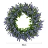 Couronne de fleurs décoratives de lavande, 45 cm, printemps toutes années, décoration florale, guirlande de fleurs pour fenêtre, mariage, festival, maison, intérieur et extérieur