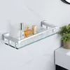 Bathroom Shelves Shower Storage Rack Glass Bath Shelf Wall Mount Shampoo Rack Organizer Bathroom Accessories 240220