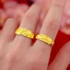 18K Gold Opening Rings for Love Couple Wedding Engagement Dragon Phoenix Pure Ring Match Jewelry Gift Trend 240220