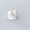 Modischer Ring mit breiter Welle aus 925er Sterlingsilber für Damenschmuck