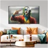 Schilderijen De Joker Roken Poster En Print Iti Art Creatieve Film Olieverfschilderij Muur Foto Voor Woonkamer Drop levering Dhz2T