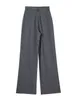 Wixra Pantaloni casual da donna Cerniera a vita alta Pacchetto Pantaloni dritti larghi eleganti da donna a righe da ufficio 240219