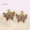 Varumärkesörhängen Designers Letter Ear Stud Gold Plated Crystal Butterfly Earring For Women Wedding Party Jewerlry Accessories 2024