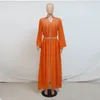 Roupas étnicas Vestido de Oração Cor Sólida Dubai Turco Muçulmano Abaya Solto Islâmico Moda Cinto Chiffon Ramadan Eid Hijab 500090
