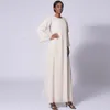 Casual Kleider Chiffon Falten Solide Frauen Abaya Dubai Weiche Lange Ärmel Muslimischen Kleid Seidig Kimono Türkei Abayas Islam Lose Roben
