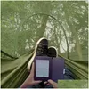 Hammocks Cam Hammock med Mosquito Net Popup Light Portable Outdoor Parachute Swing Slee Stuff2637550 Drop Delivery Home Garden Furni Dhnol