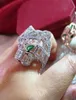Wysokiej jakości designerski cyrkon Diamonds zielone oczy Pierścień Lampart 18K Gold PlATED biżuteria dla kobiet lub mężczyzn7267712