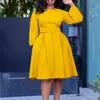 Office Lady A-Line Dress فساتين أفريقية طويلة للنساء بيع الخريف حفل سهرة عالية الخصر رداء Femme بالإضافة إلى الحجم السيدات 240219