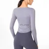 2024SS dames lange lululy citroenly tops yoga lululemenly dames leggings passen V-hals slanke fiess lopende t-shirt sport top blouse workout casual gym kleding