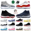 Nike Air Jordan 11 Retro Jorden11s 농구화 여성 남성 트레이너 점프맨 로우 72-10 퓨어 바이올렛 체리 쿨 그레이 브리드 콩코드 감마 블루 스페이스 잼 스니커즈