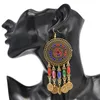 Conjuntos de joias afegãs indianas 3 peças, para mulheres, boho, étnicas, faixas de cabelo, colar, brincos, moedas, borlas, vintage, gota de cristal colorido 240220