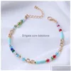 Anklets Anklets Fashion Personalized Contrast Color Bead For Women Sandals Foot Anklet Bracelet Bohemia Summer Beach Charm Jewelry Dro Dhjwy