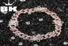 Hip Hop Copper 9mm Micro Pave CZ Cuban Link Armband med liten fjäril 9 tum ankel Punk Miami Armband Acceptera anpassad färg3436357