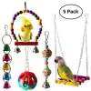Reels Bird Cage Toys for Parrots Reliable Chewable Swing Hanging Wooden Beads Ball Bell Toys Pet Cage Accessories 5/ 6 /10pcs/set New