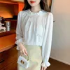 Women's Blouses Jielur Autumn Solid Color Slim Chiffon Women Blouse Casual Loose Simple Chic Woman Blue White Basic Long-Sleeved Top