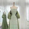 Sharon sa att lyx Dubai Sage Green aftonklänningar med Cape 2024 Arabiska blå himmel lila eleganta kvinnor bröllopsfestklänningar SS238 240220