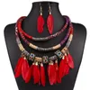 Naszyjnik Zestaw 2PCS/SET Trendy Feather Tassel stop -alloy Ethic Jewelry Bohemian do randek