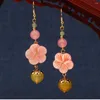 أقراط متدلية mywiny Nature Shell Flower Ethnic Long Stones مجوهرات أزياء عتيقة للنساء وفتاة الهدية