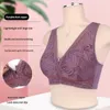 Bras Soft Cotton Cup Front Zipper Middle-aged Women's Underwear Breathable Non-steel Ring Undershirt Lace Large Size Bra