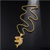 Ожерелья с подвесками, модное позолоченное ожерелье из нержавеющей стали с бриллиантами, мужская цепочка с акулой, персонализированные ювелирные изделия в стиле хип-хоп, рэпер, Gi Dhgzu
