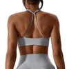 Yoga-Outfit NCLAGEN Damen Halther Sport-BH mittlerer Halt Impact Racerback Fitness Tops Fitnessstudio Workout schnell trocknend gerüschter gepolsterter Bikini
