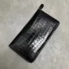 Autentisk Real Crocodile Belly Skin Businessmen Card Holders Long Wallet äkta alligator läder manlig stor telefonkoppling purse329y