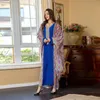 Abbigliamento etnico Eid Djellaba Ramadan Abaya Donna Abito lungo con stampa musulmana Manica a pipistrello Jalabiya Abito ampio Dubai Turchia Caftano islamico