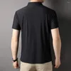 Polos pour hommes Polo d'été classique à la mode gaufré mince confortable simple doux doux pour la peau t-shirts sans trace