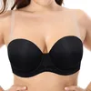 Bras Voguesecret Push Up Strapless Invisible Solid Silicone Wedding Bralette Kvinnor avtagbara antislipband Halter Plus Size Size