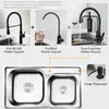 Kitchen Faucets MYNAH Purified Faucet 360 Degree Dual Holes Spout Black White Grey Brown Chrome And Cold Water Sink Mixer Taps