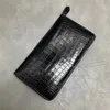 Autentisk Real Crocodile Belly Skin Businessmen Card Holders Long Wallet äkta alligator läder manlig stor telefonkoppling purse329y