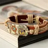 Charm Armbänder Vintage Leder Seil Gewebtes Armband Für Frauen Männer Einfache Boho Blume Paar Zubehör Freunde Schmuck Geschenke