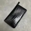 Authentic Real Crocodile Belly Skin Businessmen Card Holders Long Wallet Genuine Alligator Leather Male Large Phone Clutch Purse290m