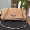 Zadig Voltaire ZV-kedjor Bagar Designer Wings Diamond-järnväska Kvinnor Axelväska Rivet Handväska Crossbody Purse Läder Cross Body Chain Handväskor