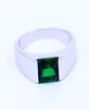 Fine pierre de naissance verte hommes anneaux princesse coupe 3ct 5A Zircon Cz 925 en argent sterling bague de fiançailles pour hommes1818660