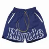 Rhude Designer Shorts Summer Fashion Beach Men High Quality Street Wear Red Blue Black Purple Pants Mens Krótkie US Siize: S-xl