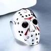 Herrenring 316L Titanstahl Biker Jason Voorhees Hockeymaske mit roter Farbe Antiker Ringschmuck Größe 7-14#264x