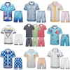 Casablanc-S 22SS Designer Men T Shirt Set Masao San Print Mens قميص غير رسمي وقميص حريري قصير من الحرير جودة Tees Tour Summer Men Size M- M-3XL