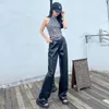 Womens Pants 2024black Pu Leather Women High Waist Trousers Trendy