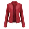 Veste en simili cuir femmes automne printemps femmes Moto Biker veste à glissière rouge noir manteau vêtements d'extérieur marron XS violet marine 240220