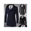 Misto lana da uomo Uomo Uomo Stile inglese Giacche Cappotti Autunno Inverno Colletto misto Cappotto doppio petto Cappotti spessi Drop Delive Dhixl