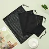 Sacos de armazenamento preto branco durável malha saco de cordão bolsa multi propósito casa viagem ao ar livre atividade lavanderia saco