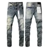 Frauenhose 2024 Lila Marke Hochwertige Jeans 1: 1 Zustrom von Mode Slim Street Blue Abrieb gebleicht weiß gewaschen und gealtert