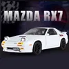 Gegoten modelauto's 1 24 Mazda RX7 Legering sportwagenmodel Diecasts Metaal speelgoed Racevoertuigen Automodel Simulatie Geluid en licht Kinderspeelgoed Geschenk